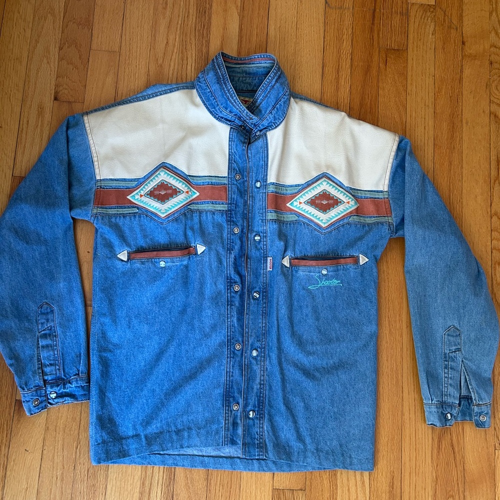 Stylish Denim and Cream Western Jacket